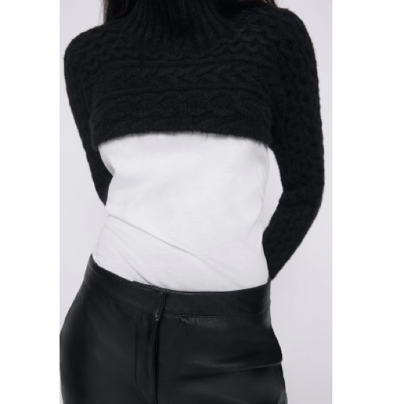 Zara black cable knit sleeve scarf blogger favorit - Picture 12 of 17